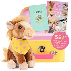 Studio Pets peluche poney Milly 16cm avec valise et passeport