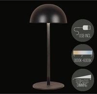Anna's Collection lampe de table USB noire LED rechargeable dimmable 9,5x22cm