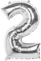 Boland ballon en aluminium chiffre 2 argent 86cm décoration fête hélium