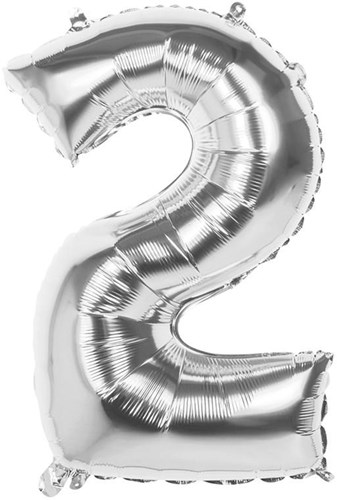 Boland ballon en aluminium chiffre 2 argent 86cm décoration fête hélium