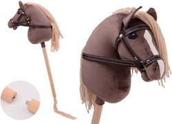 Johntoy cheval bâton deluxe suédine brune - jouet hobby horse