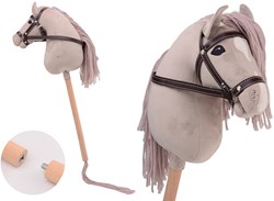 Johntoy cheval bâton deluxe - jouet cheval hobby suédine beige 80 cm