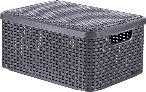 Curver panier de rangement plastique 18L avec couvercle anthracite - élégant et pratique-2