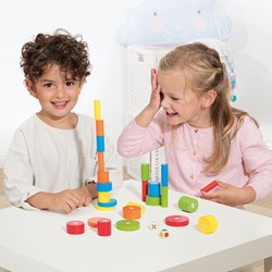 Beleduc jeu de construction Torreta jeu d'adresse en bois 27 pièces