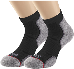 1000 Mile chaussettes running homme pack double recyclé noir-gris medium