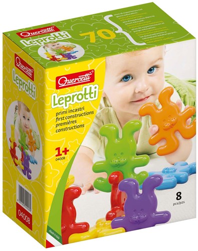 Quercetti jouet de construction lapins plastique coloré 8 pièces tout-petits-2