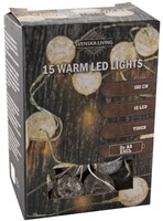 Svenska Living guirlande LED boules blanc chaud 15 lumières batterie