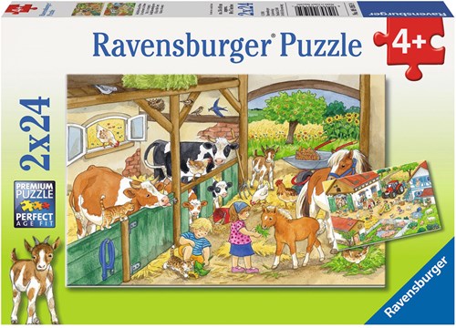 Ravensburger puzzle vie à la ferme - puzzle enfants 2x24 pièces animaux