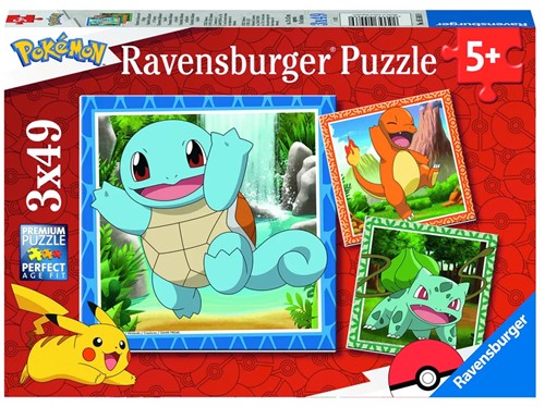 Ravensburger Pokémon Puzzel Charmander Squirtle Bulbasaur 3x49 Stukjes