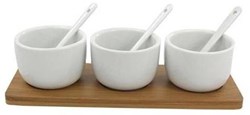 Food for Fun set de service à sauces 7 pièces avec plateau en bois blanc multi