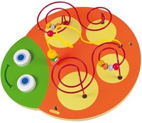 Beleduc jouet mural en bois chenille tête jouet éducatif 53 cm
