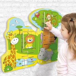Beleduc jeu mural jungle singe jouet éducatif en bois 51 cm
