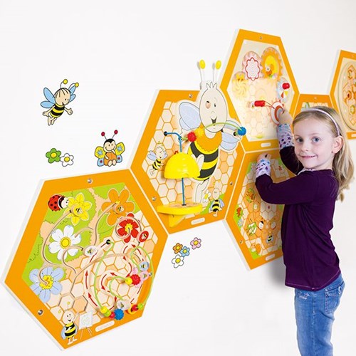 Beleduc jeu mural ruche nature - élément de jeu éducatif en bois-3