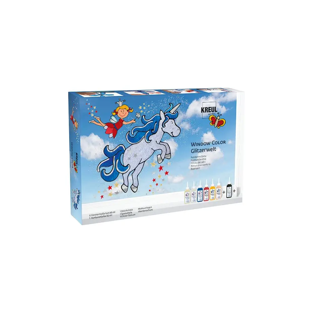 Kreul kit peinture vitrail Glitzerwelt décoration fenêtre créative