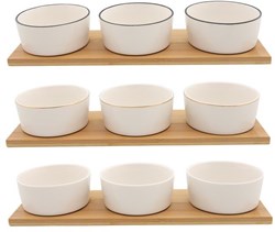 Food for Fun set de service bols plateau bambou blanc 9x6x33cm table