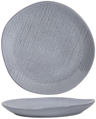 Assiette dîner céramique tissé textile gris 27cm vaisselle moderne