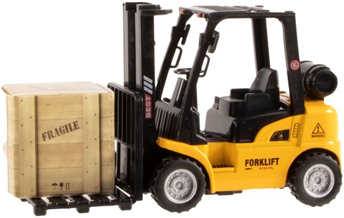 Chariot élévateur jouet métal jaune - Chariot die-cast avec caisse-2