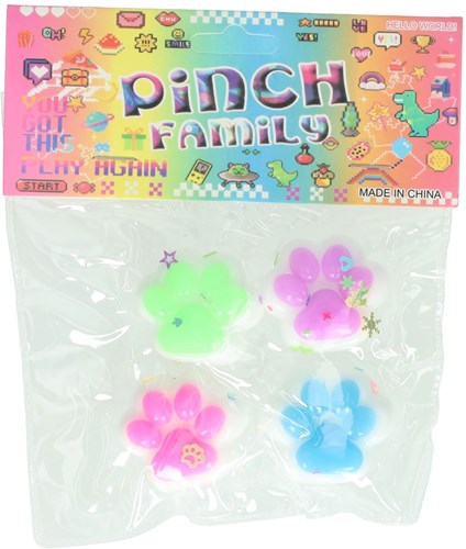 Jonotoys jouet squishy patte d'animal colorée lot de 4 pièces
