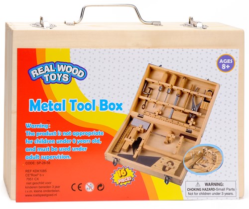 Boîte à outils en bois jouet 16 pièces pour enfants technique-2