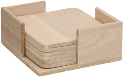 Hobbygroep dessous de verre en bois carrés paulownia avec support 6 pièces décoratif