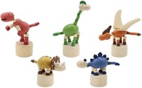 Playwood jouet en bois figurine à pousser dinosaure coloré-2