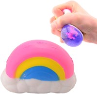 Johntoy squishy arc-en-ciel licorne jouet balle anti-stress paillettes-3