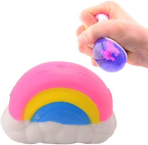 Johntoy squishy arc-en-ciel licorne jouet balle anti-stress paillettes-3