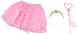 Johntoy déguisement princesse - costume rose avec diadème et baguette