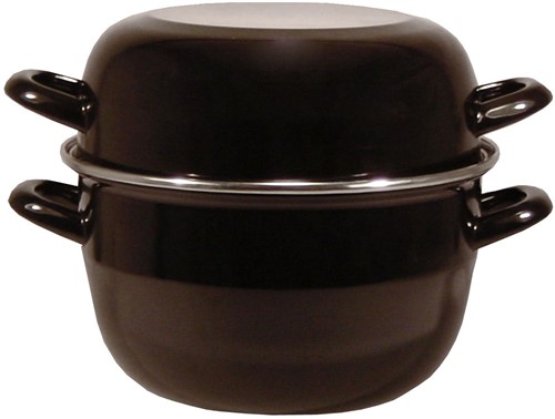 Mosselpan 24 cm Emaille Zwart