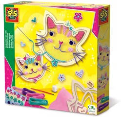 Ses broderie sur tulle thème chat - kit créatif de broderie pour enfants