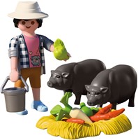 Playmobil Country jouet de ferme Fermier avec cochon ventru 72171-2