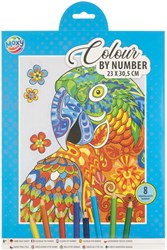 Coloriage par numéro animaux 23x30,5cm avec 8 crayons de couleur