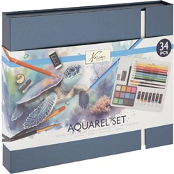 Set d'art aquarelle peinture 34 pièces dans coffret cadeau luxe