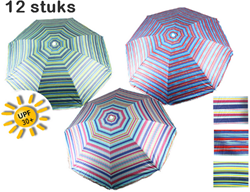 Twisk parasol de plage rayé polyester 180 cm avec inclinaison multicolore