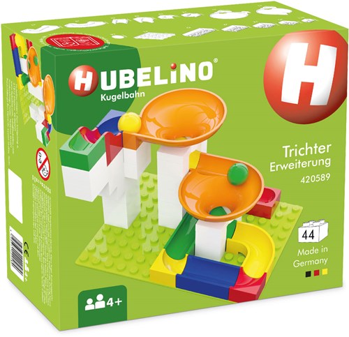 Hubelino circuit à billes set d'extension entonnoir - 44 pièces - compatible Duplo