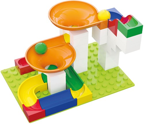 Hubelino circuit à billes set d'extension entonnoir - 44 pièces - compatible Duplo-2