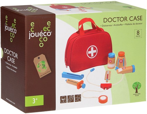 Jouéco mallette de docteur jouet en bois avec 11 accessoires jeu de rôle-2