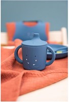 Trixie tasse d'apprentissage en silicone bébé Mrs. Elephant anti-fuite bleu 200ml-2