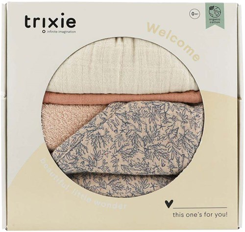 Trixie coffret cadeau bébé - boîte cadeau naissance Lovely Leaves linge de bain-2