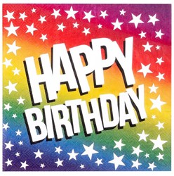 Boland serviettes en papier anniversaire arc-en-ciel multicolore 20 pièces