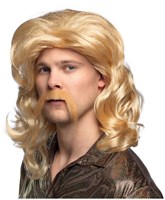 Boland perruque Barry blonde ondulée longue avec moustache pour adultes-2
