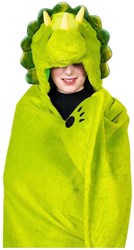 Noxxiez couverture câline polaire dinosaure avec capuche 130x100cm chaude