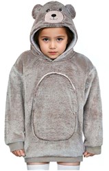Noxxiez Couverture à Capuche Ours - Pull Polaire Enfant 3-6 Ans - Câlin