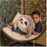 Noxxiez peluche chauffe-mains paresseux coussin 35cm gris blanc-3