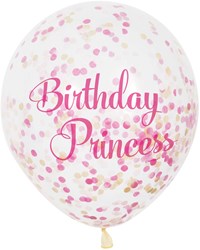 Haza ballons confettis princesse décoration anniversaire rose 6 pièces