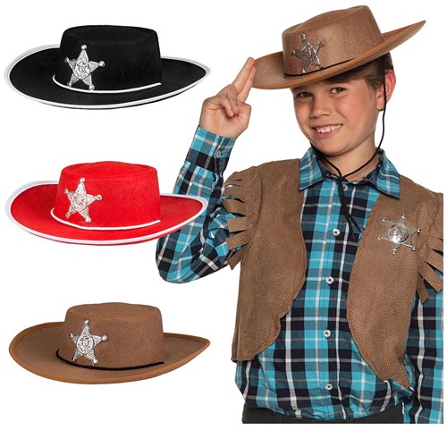 Boland chapeau de cowboy feutre enfant déguisement shérif 55 cm polyester-2