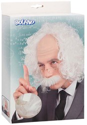 Boland perruque professeur blanche avec moustache et lunettes - accessoire déguisement adulte