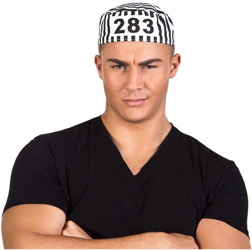 Boland casquette prisonnier noir-blanc accessoire déguisement adulte-2