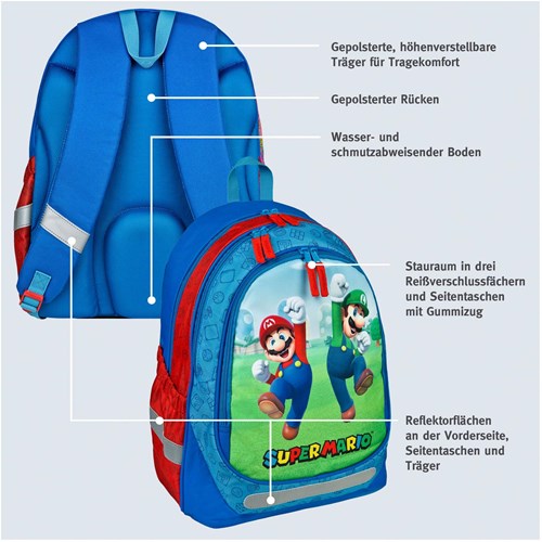 Undercover Sac à dos Super Mario - sac coloré pour enfants pour l'école-3