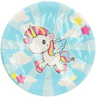 Folat - Assiettes en papier licorne 23cm pour fête d'enfants, 8 pièces